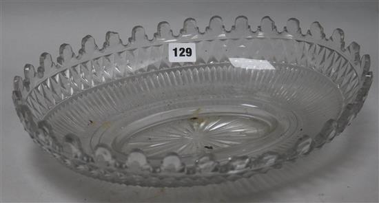 A large late Georgian oval cut glass fruit bowl